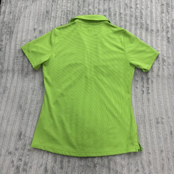 Cutter & Buck Polo Shirt Womens Large‎ Green Ruched DryTec Juniper Hill Golf Top - Picture 2 of 9